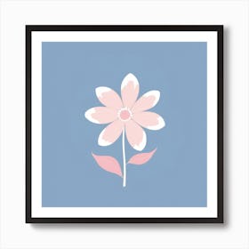 A White And Pink Flower In Minimalist Style Square Composition 324 Art Print