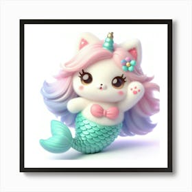 Mermaid Caticorn Art Print