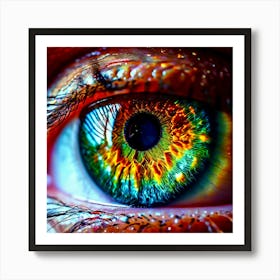 Rainbow Eye Human Close Up Pupil Iris Vision Gaze Look Stare Sight Close Macro Detailed Art Print