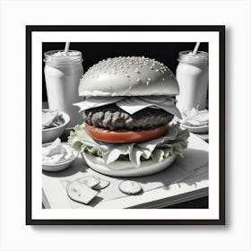 Deconstructed Hamburger Ingredients Art Print