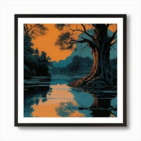 Default Full Moon Rising Over A Pond Photography Romanticism 2 ١ 1 Art Print