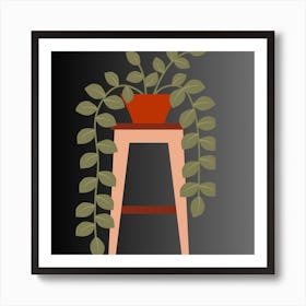 Potted Plant On A Stool Art Print