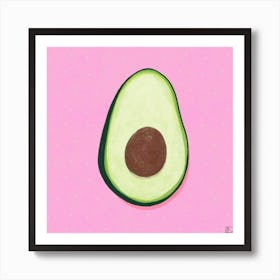 Avocado On Pink Square Art Print