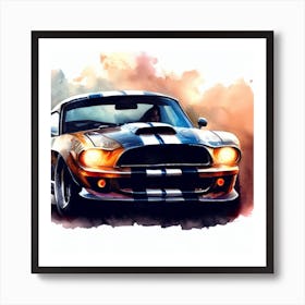 Mustang Shelby Watercolor Painting Art Print