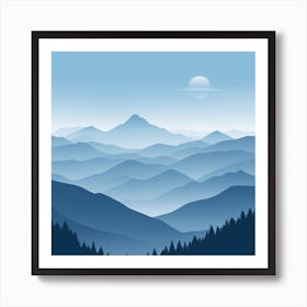 Misty mountains background in blue tone 78 Art Print