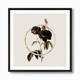 Gold Ring Purple Roses Glitter Botanical Illustration n.0264 Art Print