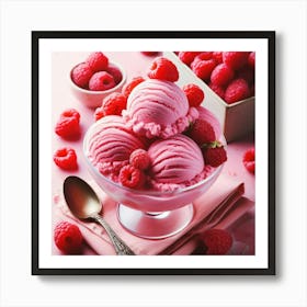 Ice Cream With Raspberries 16 Art Print