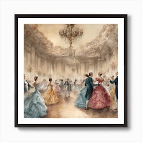 An Art Classic Portraying An Elegant Ballroom Sce Esrgan 3 Art Print