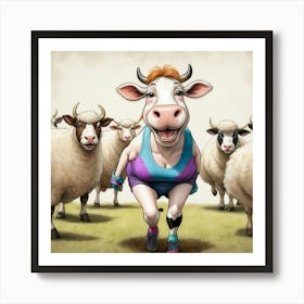 Running Cow Art Print