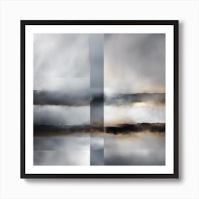 Abstract Minimalist Painting That Represents Duality, Mix Between Watercolor And Oil Paint, In Shade (41) Art Print