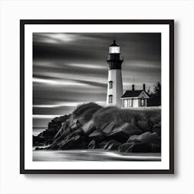 Black And White Lighthouse 1 Art Print