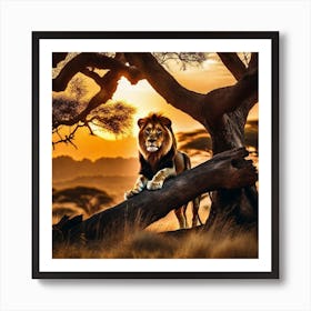 Lion At Sunset 12 Art Print