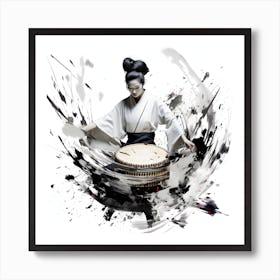 Artjuicebycsaba Close Up Style Minimalist Zen Japanese Noh Thea 83e403ae A797 4dc3 9550 2d1cf2252bad Denoised Upscaled X4 Art Print