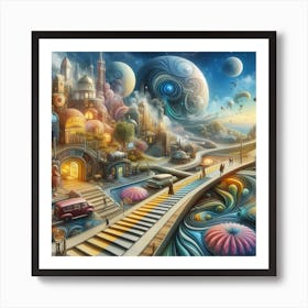 Psychedelic City Art Print