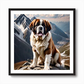 St Bernard Dog In Mountain (81) Art Print