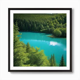 Blue Lake In The Forest 3 Art Print