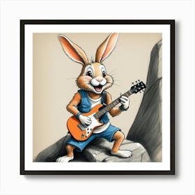 Bunny Playing Guitar 1 Art Print