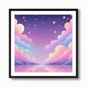 Sky With Twinkling Stars In Pastel Colors Square Composition 2 Art Print