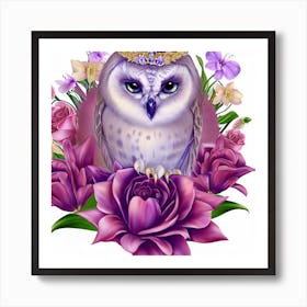 Owl With Crown Art Print