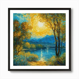 Sunset By The Lake gfhh Art Print