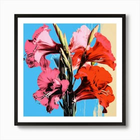 Andy Warhol Style Pop Art Flowers Gladiolus 3 Square Art Print