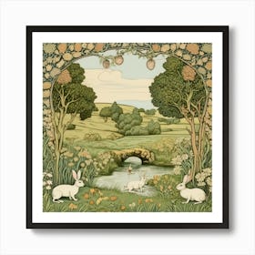 Rabbits In The Woods Art Print