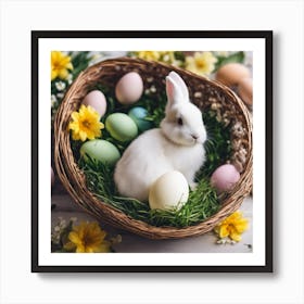 Easter Bunny In Basket Art Print