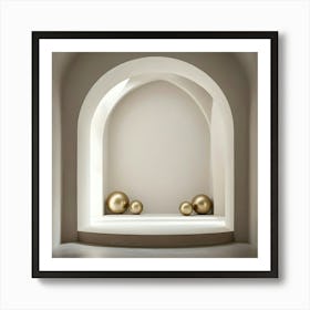 Golden Spheres In A Room Art Print