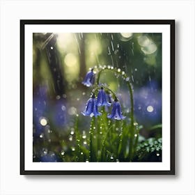 Spring Rain in the Bluebell Wood Art Print