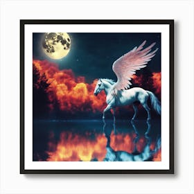 White Horse With Wings Art Print