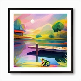 Frog In The Lake Art Print