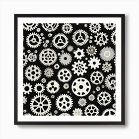 Gears On A Black Background 18 Art Print