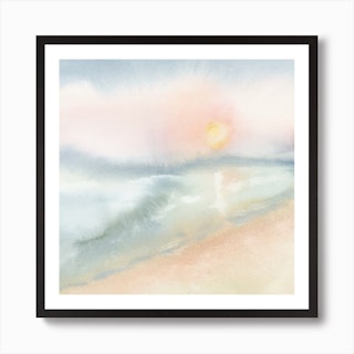 Sunset Beach Landscape Square Art Print