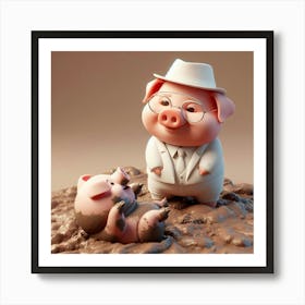 Pig And Piglet Art Print