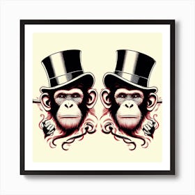 Monkeys In Top Hats 1 Art Print