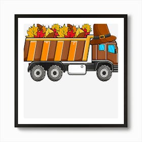 Kids Construction Vehicle Thanksgiving Pumpkin Fall Autumn Art Print