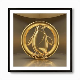 Gold Penguin Art Print