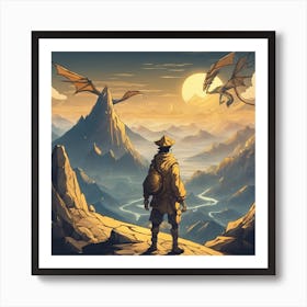 Dragons And Mountains Art Print