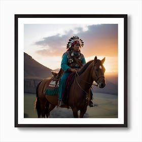 Indian Man On Horseback 4 Art Print