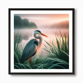 Heron At Sunrise Art Print