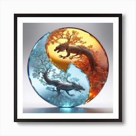Dragon Yin Yang Art Print