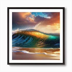 Ocean Wave At Sunset 1 Art Print