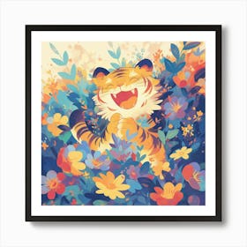 Tiger In Flowers 1 Art Print