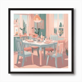 Pastel Dining Room Art Print