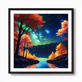 Night Sky With Trees 1 Art Print