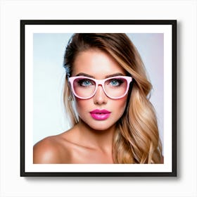 Firefly Blue Eyed Beauty With Pink Glasses And Lips 45476 Art Print