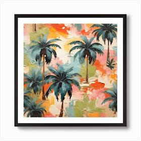 Summer tropical pattern with palm trees Art Print