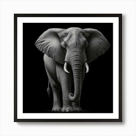 Elephant In Black And White 3 Art Print