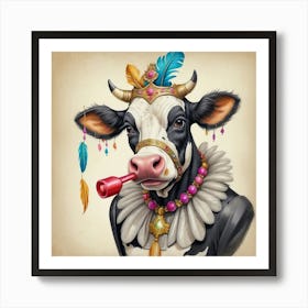 Cow With Feathers 3 Art Print