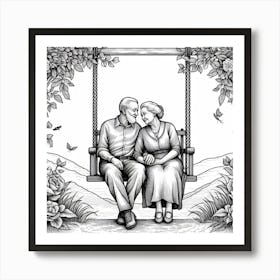 Old Age Colouring Art Print